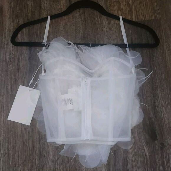 NWT Par‎ Violet Top Size Medium Tribute Bustier White Zip Back Designer - Picture 8 of 12